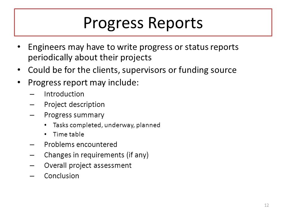 How To Write A Progress Report Assignment